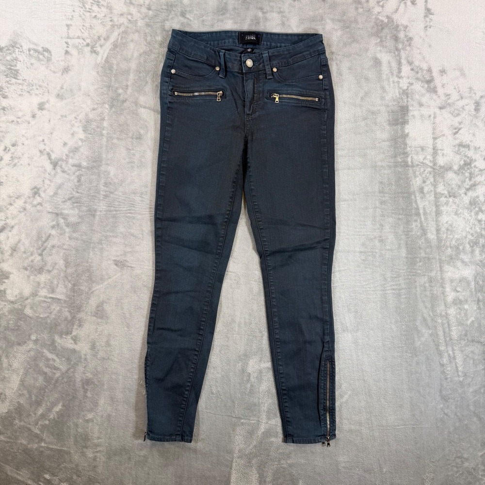 Paige Jane Zip Skinny Jeans Women's 27 Dark Blue Ankle Zip Pocket Denim Pants